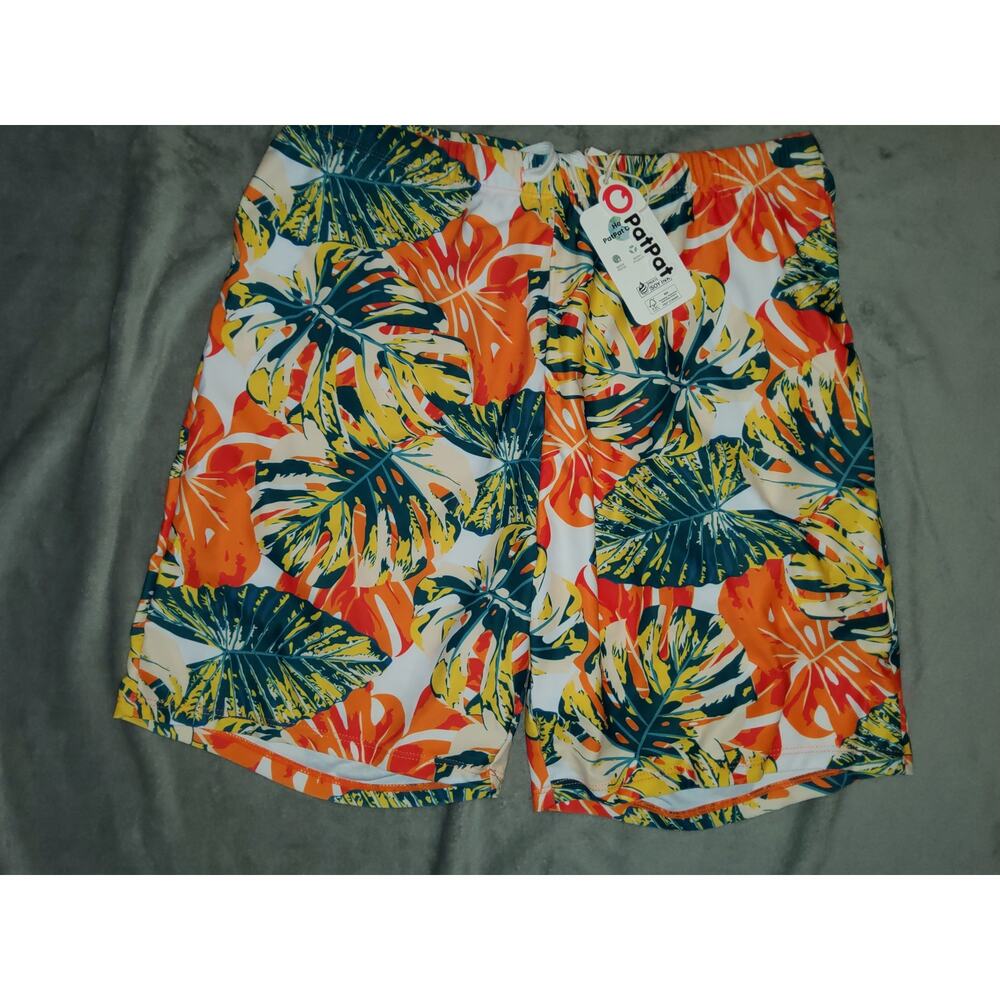 #408 Brand New With Tags Men's Pat Pat Tropical Board Swim Trunks Size M